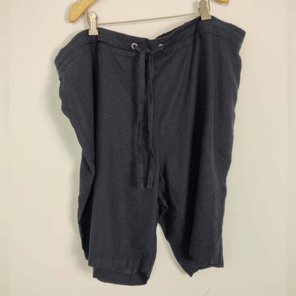 Alexander Jordan Women's Pull-on Shorts in Dark Blue Size 3X Linen Blend NEW